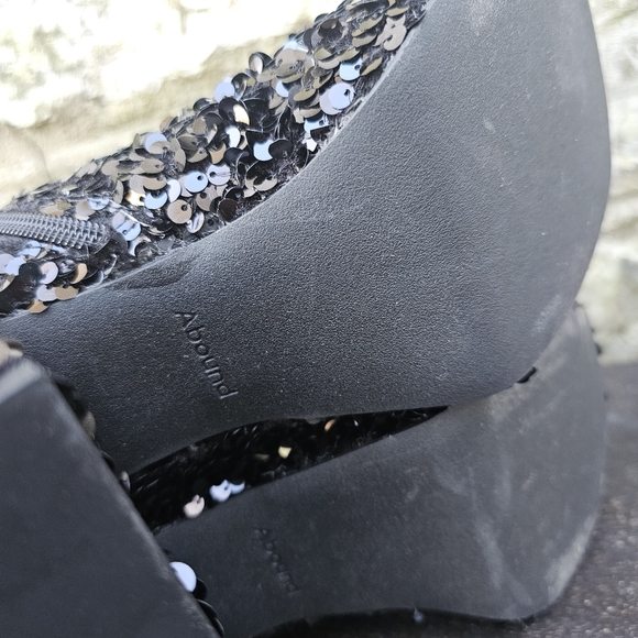 Womens Size 8 Black Platform Sequin Shoes High Heel Bootie Boots - Picture 10 of 13